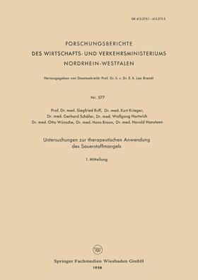 Ruff / Krieger / Schäfer | Ruff, S: Untersuchungen zur therapeutischen Anwendung des Sa | Buch | 978-3-663-19922-9 | sack.de