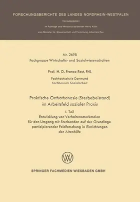 Rest |  Praktische Orthothanasie (Sterbebeistand) im Arbeitsfeld sozialer Praxis | Buch |  Sack Fachmedien