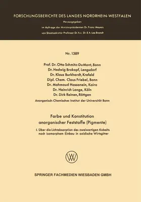 Mont / Brokopf / Burkhardt |  Farbe und Konstitution anorganischer Feststoffe (Pigmente) | Buch |  Sack Fachmedien