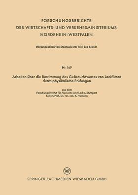 Hamann | Hamann, K: Arbeiten über die Bestimmung des Gebrauchswertes | Buch | 978-3-663-20078-9 | sack.de