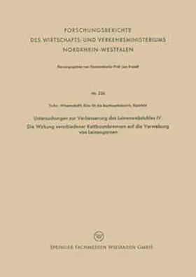  Untersuchungen zur Verbesserung des Leinenwebstuhles IV. Die Wirkung verschiedener Kettbaumbremsen auf die Verwebung von Leinengarnen | eBook | Sack Fachmedien