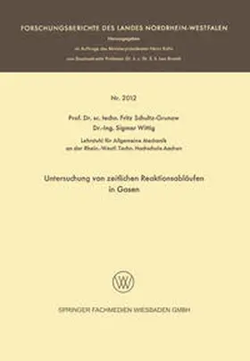 Fritz |  Untersuchung von zeitlichen Reaktionsabläufen in Gasen | eBook | Sack Fachmedien