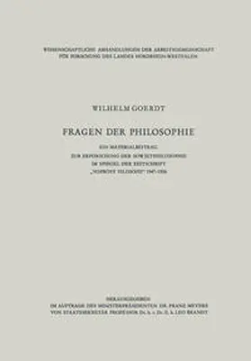 Goerdt |  "Fragen der Philosophie" | eBook | Sack Fachmedien