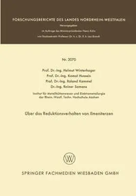 Winterhager |  Über das Reduktionsverhalten von Ilmeniterzen | eBook | Sack Fachmedien