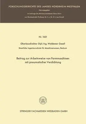 Gesell |  Beitrag zur Arbeitsweise von Formmaschinen mit pneumatischer Verdichtung | eBook | Sack Fachmedien