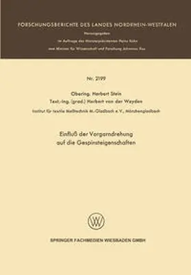 Stein |  Einfluß der Vorgarndrehung auf die Gespinsteigenschaften | eBook | Sack Fachmedien