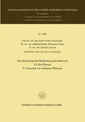 Baumeister / Schmidt |  Die physiologische Bedeutung des Natriums für die Pflanze | eBook | Sack Fachmedien