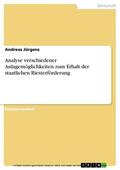 Jürgens |  Analyse verschiedener Anlagemöglichkeiten zum Erhalt der staatlichen Riesterförderung | eBook | Sack Fachmedien
