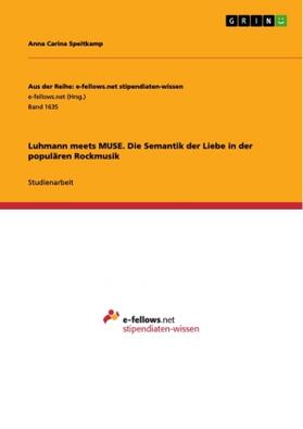 Speitkamp |  Luhmann meets MUSE. Die Semantik der Liebe in der populären Rockmusik | Buch |  Sack Fachmedien
