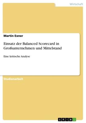 Exner |  Einsatz der Balanced Scorecard in Großunternehmen und Mittelstand | Buch |  Sack Fachmedien
