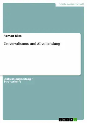 Nies |  Universalismus und Allvollendung | eBook | Sack Fachmedien