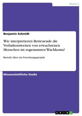 Schmidt | Wie interpretieren Betreuende die Verhaltensweisen von erwachsenen Menschen im sogenannten Wachkoma? | Buch | sack.de