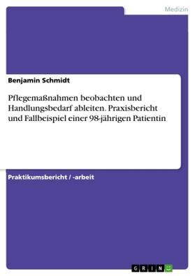 Schmidt | Pflegemaßnahmen beobachten und Handlungsbedarf ableiten. Praxisbericht und Fallbeispiel einer 98-jährigen Patientin | Buch | 978-3-668-28569-9 | sack.de