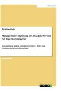 Koch |  Managementvergütung als Anlagekriterium für Eigenkapitalgeber | Buch |  Sack Fachmedien