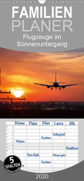 Gräbner |  Flugzeuge im Sonnenuntergang - Familienplaner hoch (Wandkalender 2020 , 21 cm x 45 cm, hoch) | Sonstiges |  Sack Fachmedien