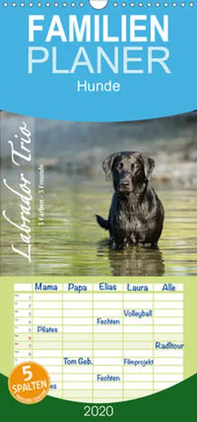 Strunz |  Labrador Trio - 3 Farben, 3 Freunde - Familienplaner hoch (Wandkalender 2020 , 21 cm x 45 cm, hoch) | Sonstiges |  Sack Fachmedien