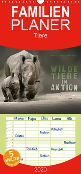 Schmidbauer |  WILDE TIERE IN AKTION - Familienplaner hoch (Wandkalender 2020 , 21 cm x 45 cm, hoch) | Sonstiges |  Sack Fachmedien