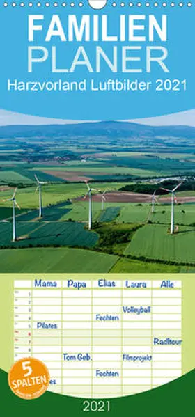 Schrader |  Harzvorland Luftbilder 2021 - Familienplaner hoch (Wandkalender 2021 , 21 cm x 45 cm, hoch) | Sonstiges |  Sack Fachmedien