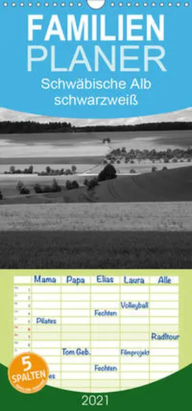 Haas |  Schwäbische Alb schwarzweiß - Familienplaner hoch (Wandkalender 2021 , 21 cm x 45 cm, hoch) | Sonstiges |  Sack Fachmedien
