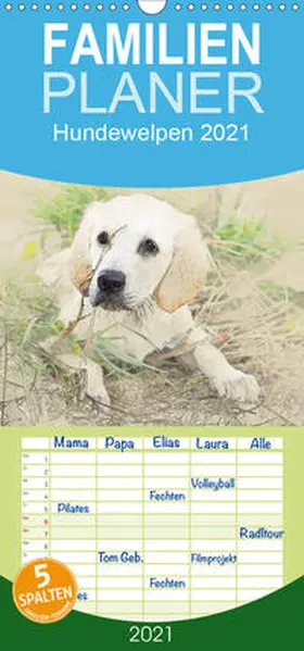 Redecker |  Hundewelpen 2021 - Familienplaner hoch (Wandkalender 2021 , 21 cm x 45 cm, hoch) | Sonstiges |  Sack Fachmedien