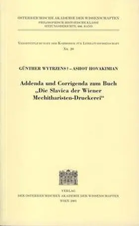 Wytrzens / Hovakimian |  Addenda und Corrigenda zum Buch "Die Slavica der Wiener Mechitharisten-Druckerei" | Buch |  Sack Fachmedien