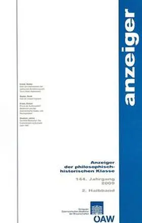  Anzeiger der philoosphisch-historischen Klasse 144. Jahrgang 2. HB 2009 | eBook | Sack Fachmedien