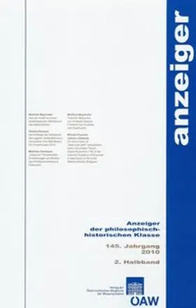  Anzeiger der philosophisch-historischen Klasse 145. Jahrgang  2. Halbband 2010 | eBook | Sack Fachmedien