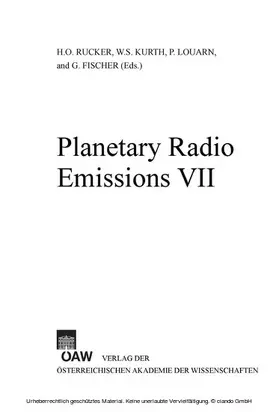 Rucker / Kurth / Louarn |  Planetary Radio Emissions VII | eBook | Sack Fachmedien