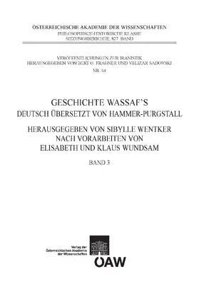Wentker |  Geschichte Wassaf`s deutsch übersetzt von Hammer-Purgstall | eBook | Sack Fachmedien
