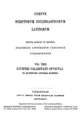 Hartel |  Luciferi Calaritani opuscula | Buch |  Sack Fachmedien