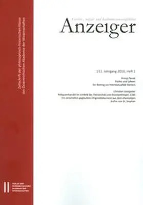  Geistes-, sozial-und kulturwissenschaftlicher Anzeiger 151. Jahrgang 2016, Heft 1 | Buch |  Sack Fachmedien