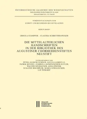 Stampfer / Schretter-Picker |  Die mittelalterlichen Handschriften in der Bibliothek des Augustiner Chorherrenstiftes Neustift | Buch |  Sack Fachmedien