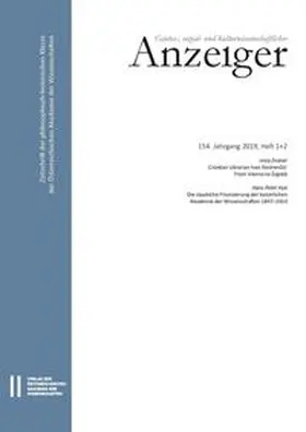  Geistes-, sozial- und kulturwissenschaftlicher Anzeiger 154. Jahrgang 2019, Heft 1+2 | Buch |  Sack Fachmedien