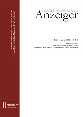 Wissenschaften |  Geistes-, sozial- und kulturwissenschaftlicher Anzeiger - Zeitschrift der philosophisch-historischen Klasse der Österreichischen Akademie der Wissenschaften, 156. Jahrgang (2021), Heft 1 + 2 | Buch |  Sack Fachmedien