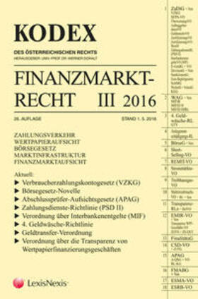 Doralt | Kodex Finanzmarktrecht Band III 2016 | Buch | 978-3-7007-6430-4 | sack.de