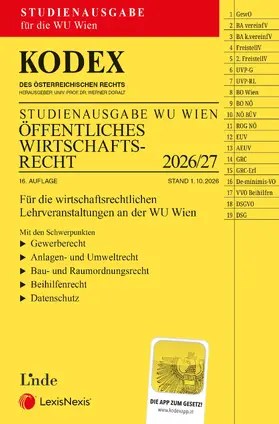 Doralt |  KODEX Öffentliches Wirtschaftsrecht (WU) 2026/27 | Buch |  Sack Fachmedien