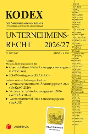 Doralt |  KODEX Unternehmensrecht 2026/27 | Buch |  Sack Fachmedien