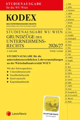 Doralt |  KODEX Grundzüge des Unternehmensrechts für die WU 2026/27 | Buch |  Sack Fachmedien