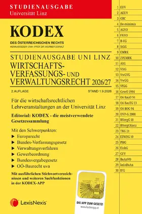 Doralt |  KODEX Wirtschaftsverfassungs- und verwaltungsrecht Uni Linz 2026/27 | Buch |  Sack Fachmedien