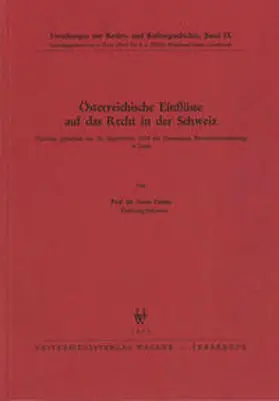 Carlen |  Österreichische Einflüsse auf das Recht in der Schweiz | Buch |  Sack Fachmedien