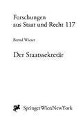 Wieser |  Der Staatssekretär | Buch |  Sack Fachmedien