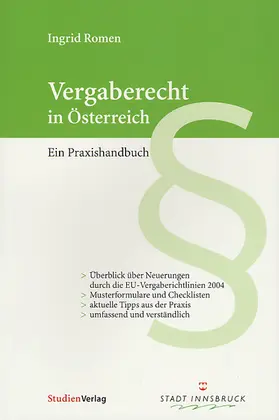 Romen |  Vergaberecht in Österreich | Buch |  Sack Fachmedien