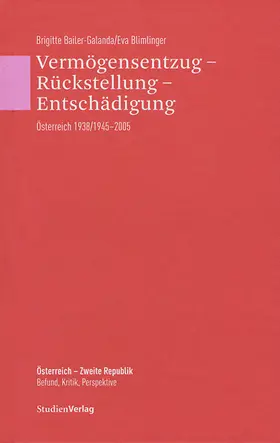 Bailer-Galanda / Blimlinger |  Vermögensentzug - Rückstellung - Entschädigung | Buch |  Sack Fachmedien