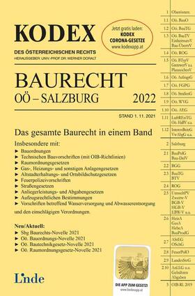 Umdasch / Stegmayer / Doralt | KODEX Baurecht OÖ - Salzburg 2022 | Buch | sack.de