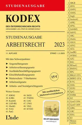 Ercher-Lederer / Stech / Doralt |  KODEX Studienausgabe Arbeitsrecht 2023 | Buch |  Sack Fachmedien
