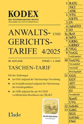 Dokalik / Doralt |  KODEX Anwalts- und Gerichtstarife 4/2025 | Buch |  Sack Fachmedien