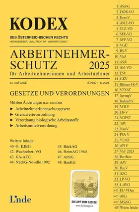 Reznik / Doralt |  KODEX Arbeitnehmerschutz 2025 | Buch |  Sack Fachmedien