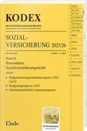 Böhm / Doralt |  KODEX Sozialversicherung 2025/26, Band II | Buch |  Sack Fachmedien