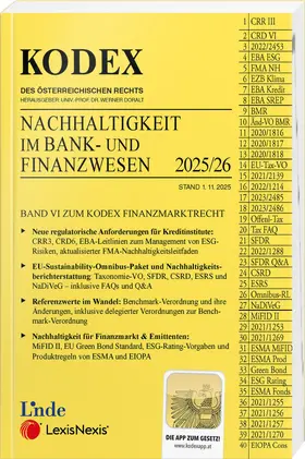 Hysek / Lehner / Doralt |  KODEX Nachhaltigkeit im Bank- und Finanzwesen 2025/26 | Buch |  Sack Fachmedien