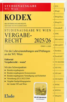 Bodingbauer / Doralt |  KODEX Studienausgabe Vergaberecht 2025/26 | Buch |  Sack Fachmedien
